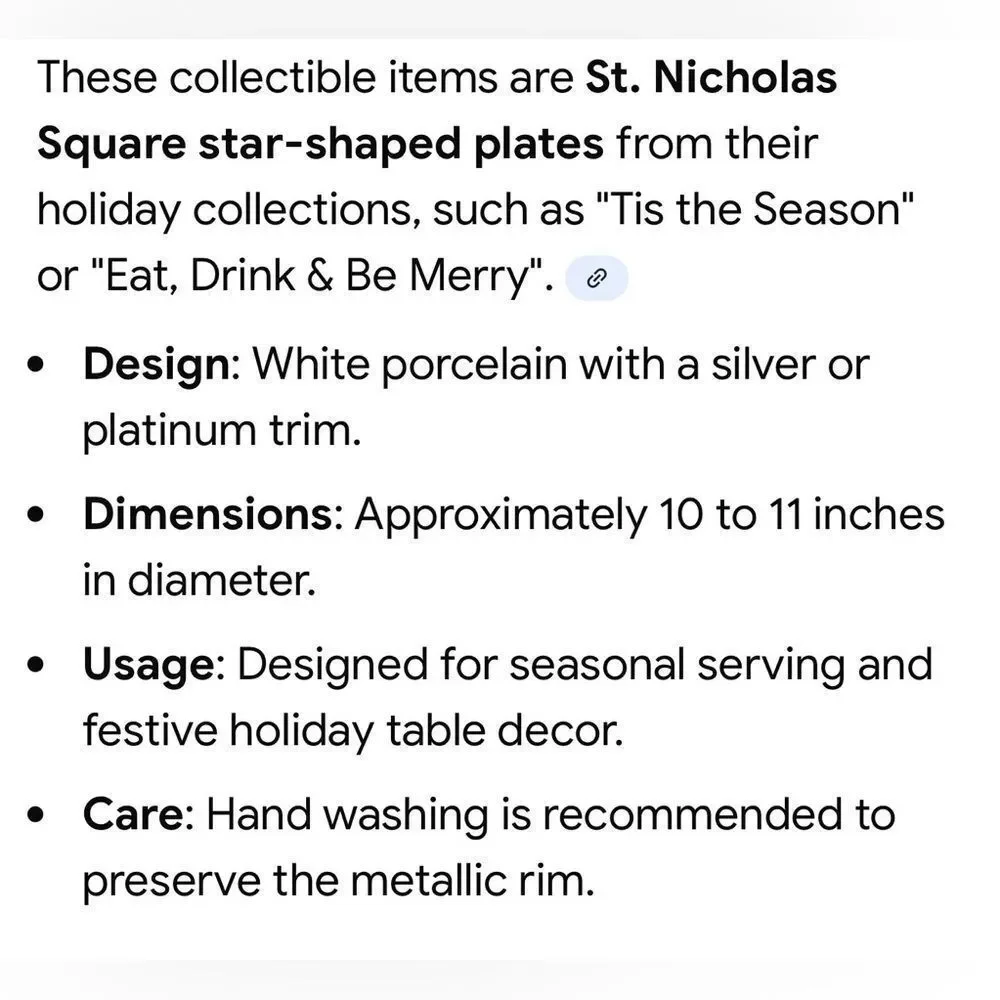 St. Nicholas Square White Silver Star Christmas Holiday Dinnerware 10 3/4 Plate